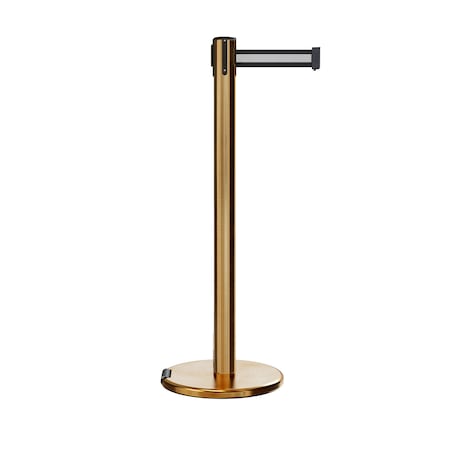 Retractable Belt Rolling Stanchion, 2.5ft Sat.Brass Post  9ft. Bk/W H